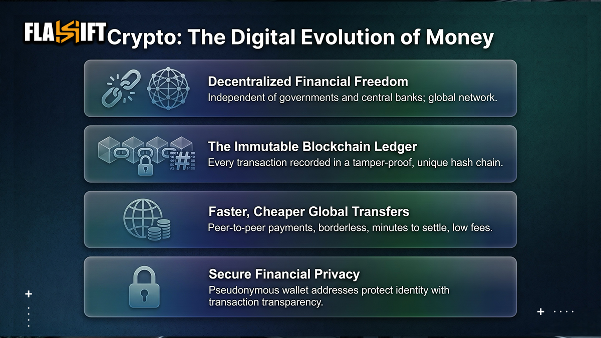 Comparison chart showing the differences between Cryptocurrency and Traditional Fiat Money. Comparison chart showing the differences between Cryptocurrency and Traditional Fiat Money.