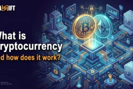 3D illustration explaining what cryptocurrency is and how decentralized blockchain networks work.