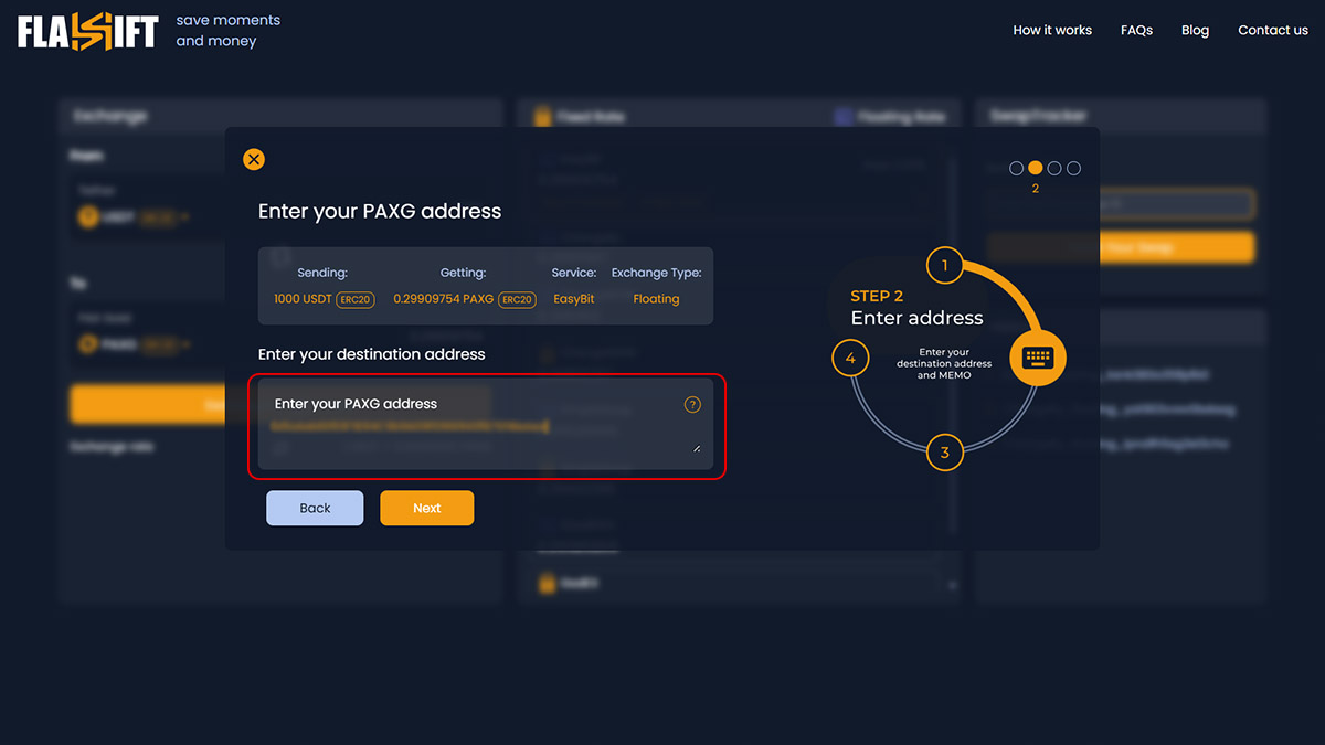 Buy PAXG Using Flashift.app 3