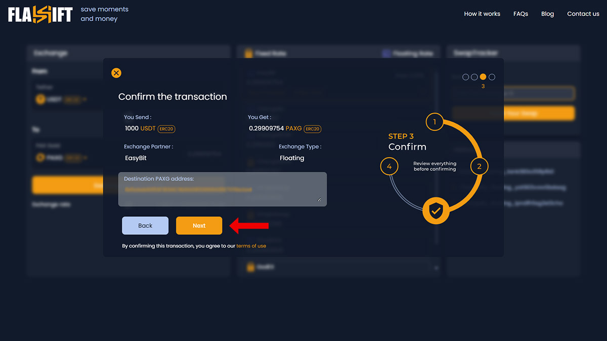 Buy PAXG Using Flashift.app 4