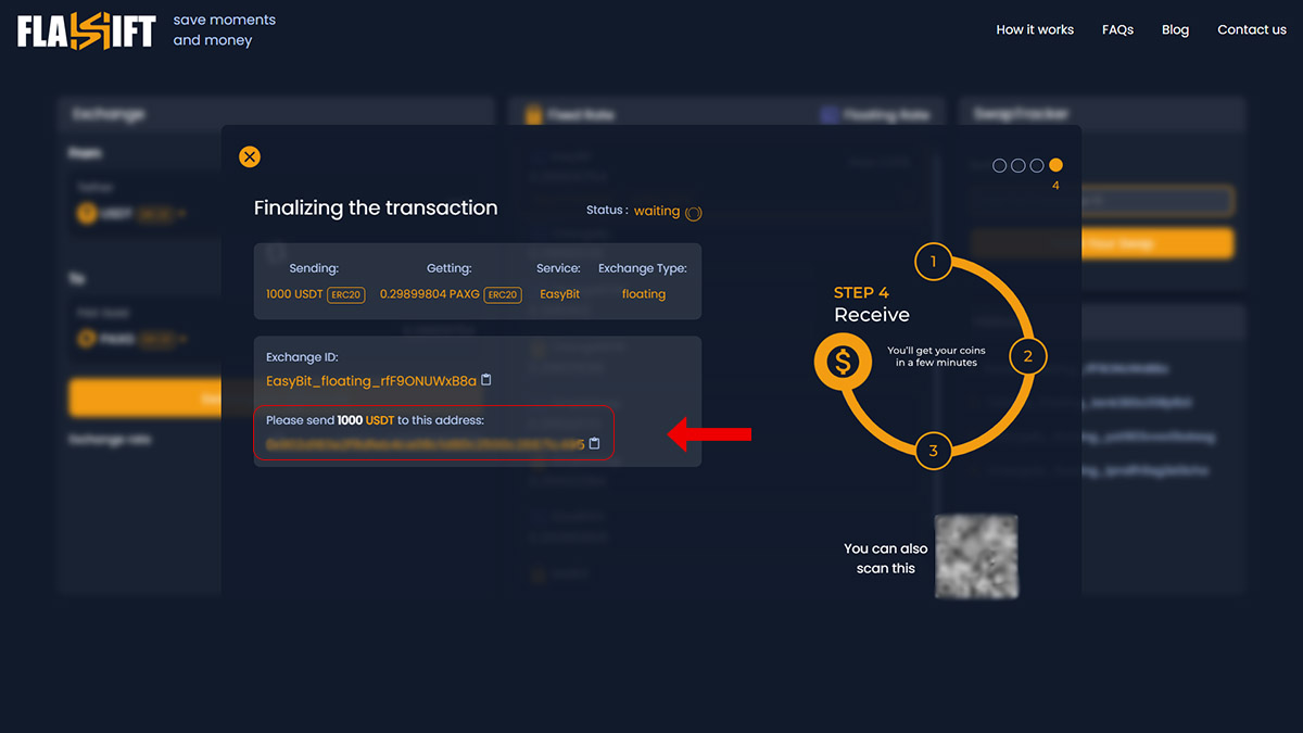 Buy PAXG Using Flashift.app 5