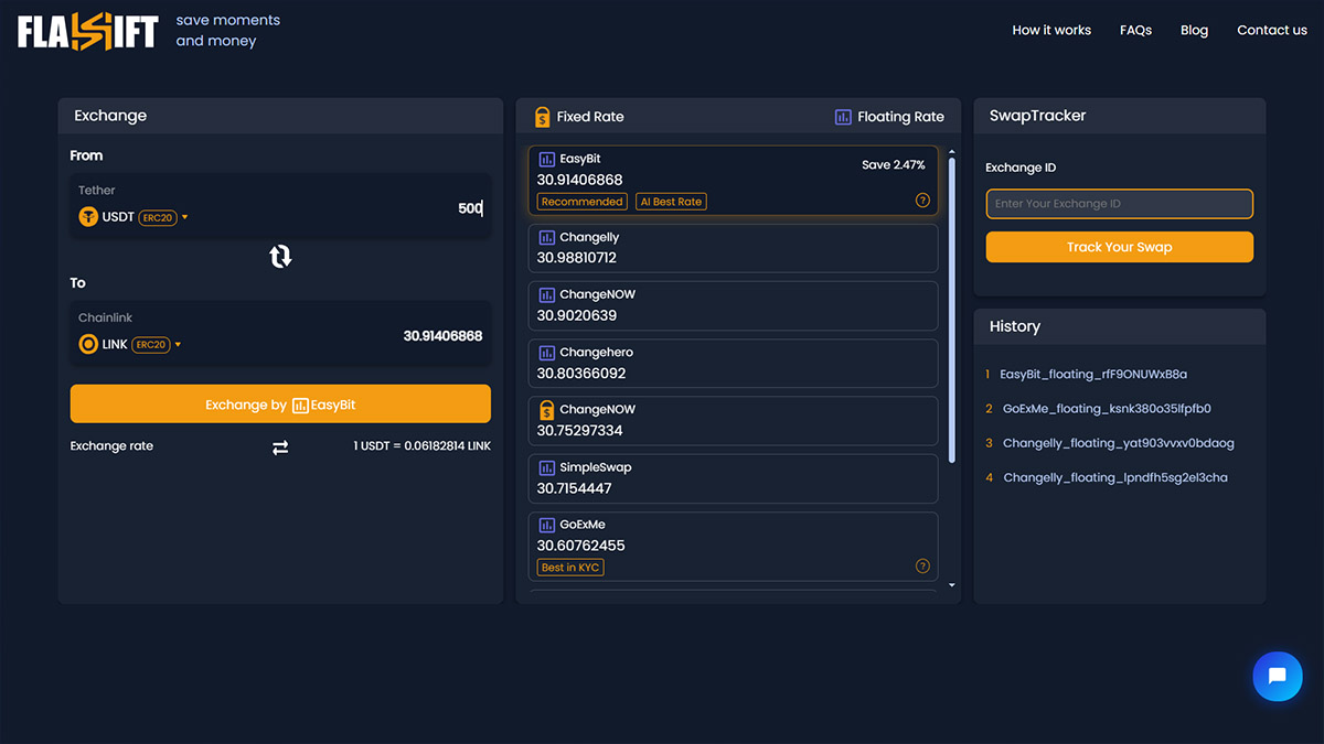Usdt to Link Flashift1