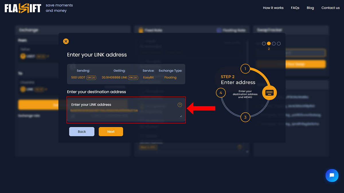 Usdt to Link Flashift2