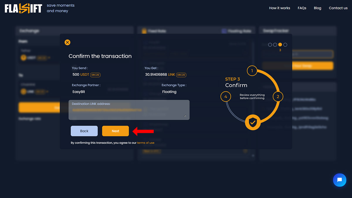 Usdt to Link Flashift3