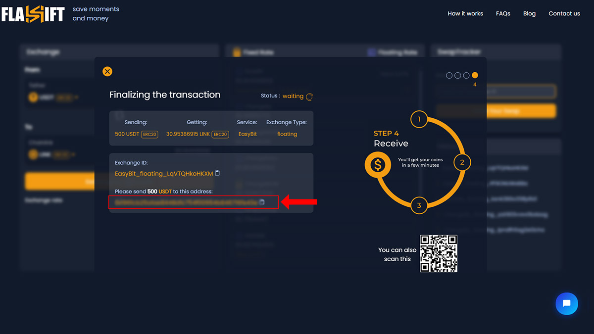 Usdt to Link Flashift4