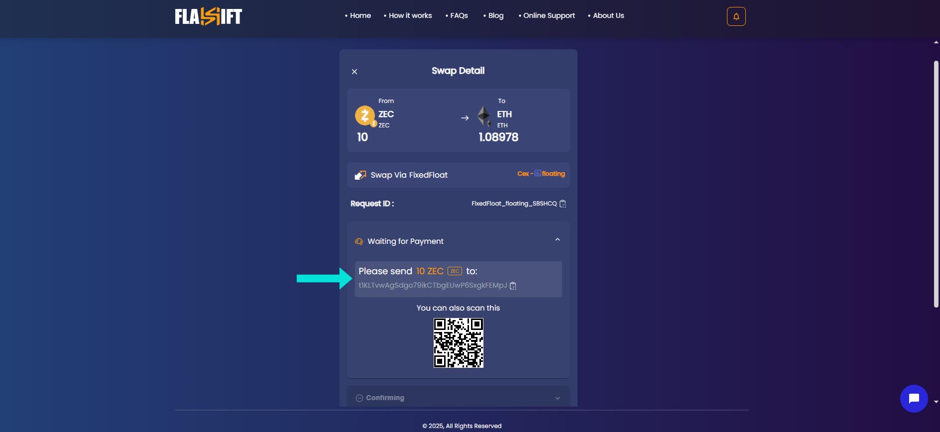 bridge ZEC via Flashift 3