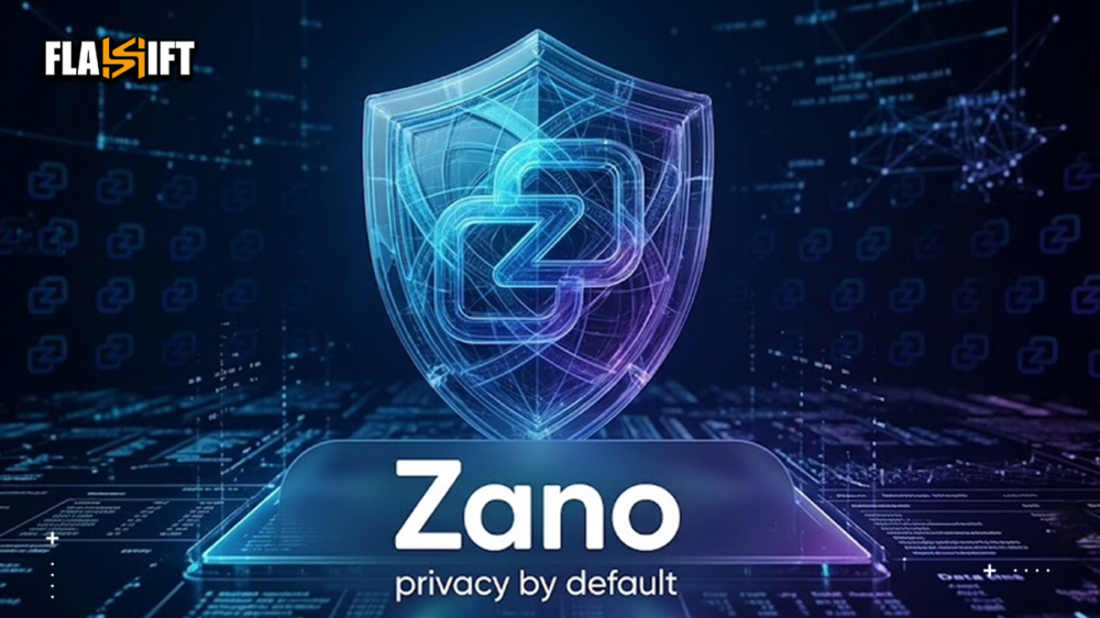 Non-custodial XMR to ZANO cross-chain swap interface representing privacy-first crypto trading.