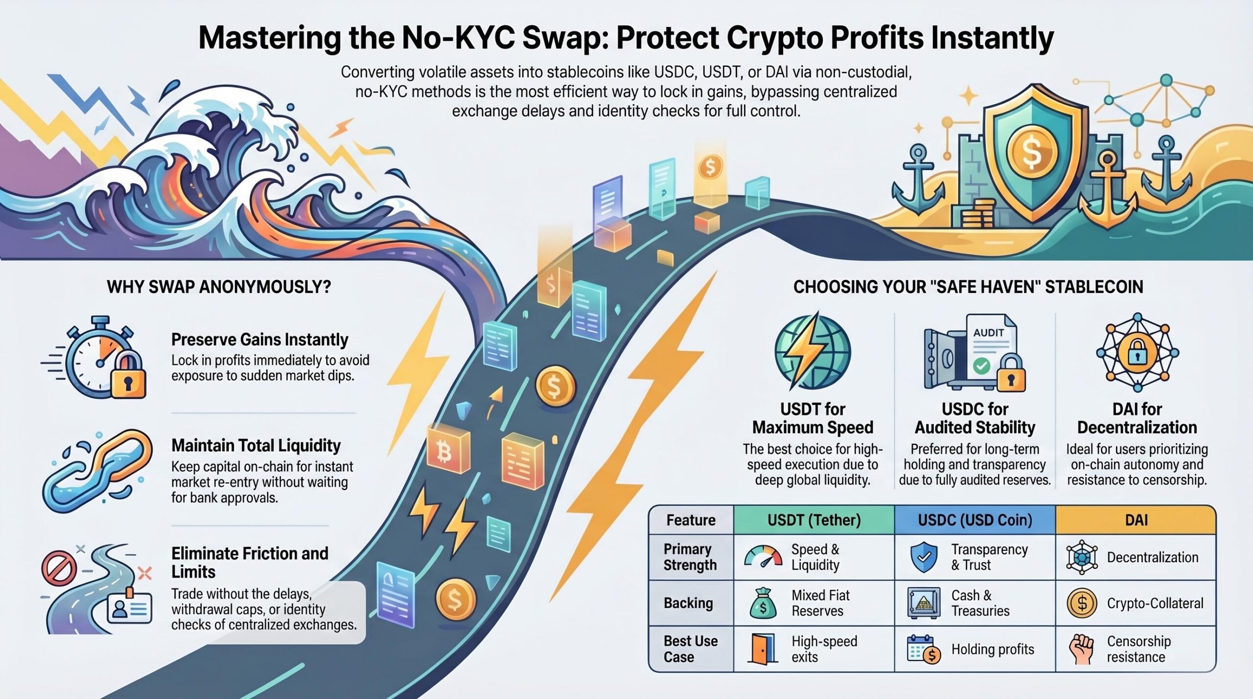 infograpic master on USDT USDC DAI stablecoins