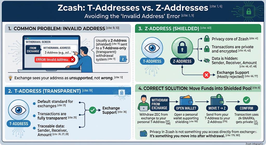 Zcash t-address vs z-address