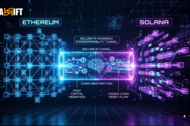 AI-routed cross-chain swap transferring Ethereum to native Solana seamlessly.