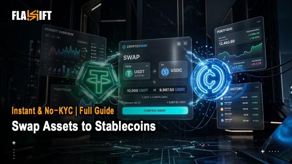 swap crypto to stablecoins without KYC